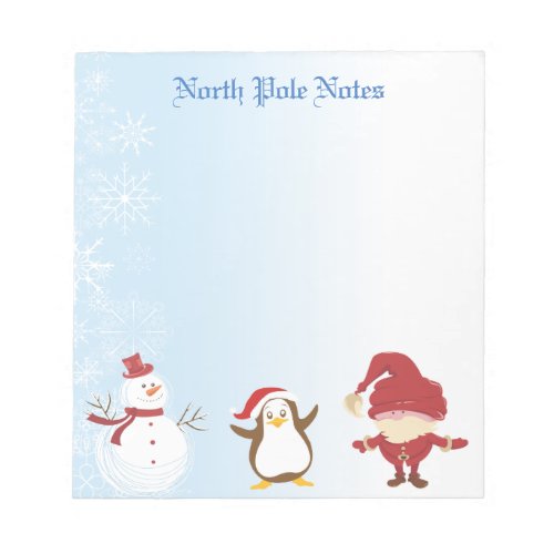 Holiday Christmas Snowman Penguin Santa  Notepads
