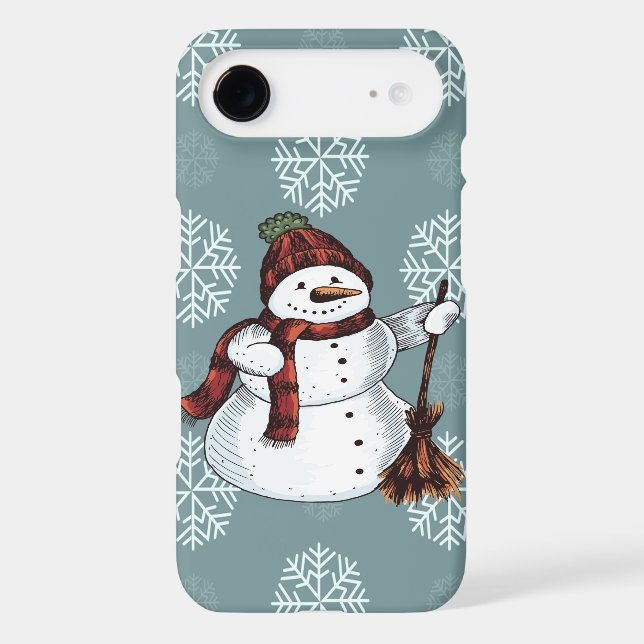 Holiday Christmas Snowman white Red & Grey Case-Mate iPhone Case (Back)