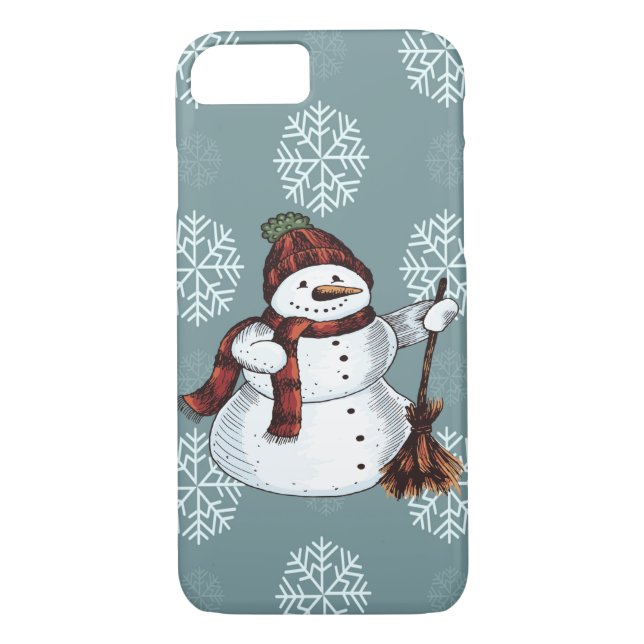Holiday Christmas Snowman white Red & Grey Case-Mate iPhone Case (Back)