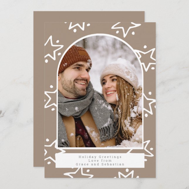 Holiday Christmas Star Pattern Photo Personalized (Front/Back)