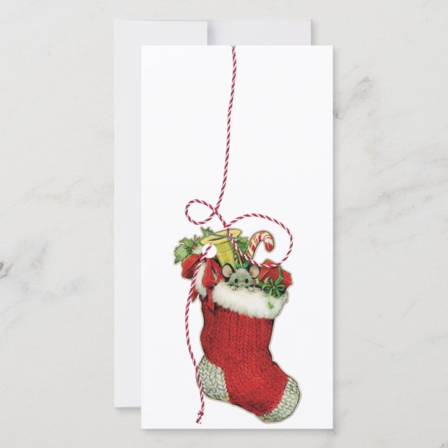 Holiday Christmas Stocking Thank You Card (Front)