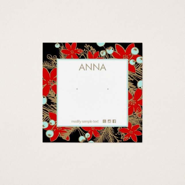 Holiday , Christmas Stud Earring Display Card (Front)