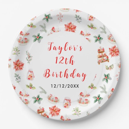 Holiday Christmas Tea Birthday Party Red Paper Plates