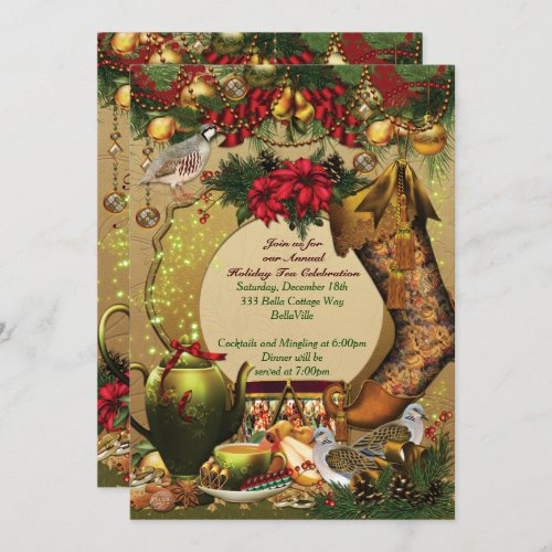 Holiday Christmas Tea Party Invitations