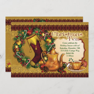 Holiday Christmas Tea Party Invitations