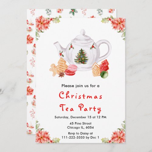 Holiday Christmas Tea Party Red Invitation