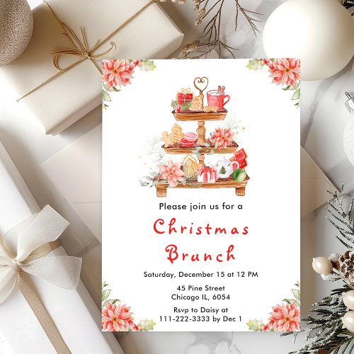 Holiday Christmas Tea Party Red Invitation