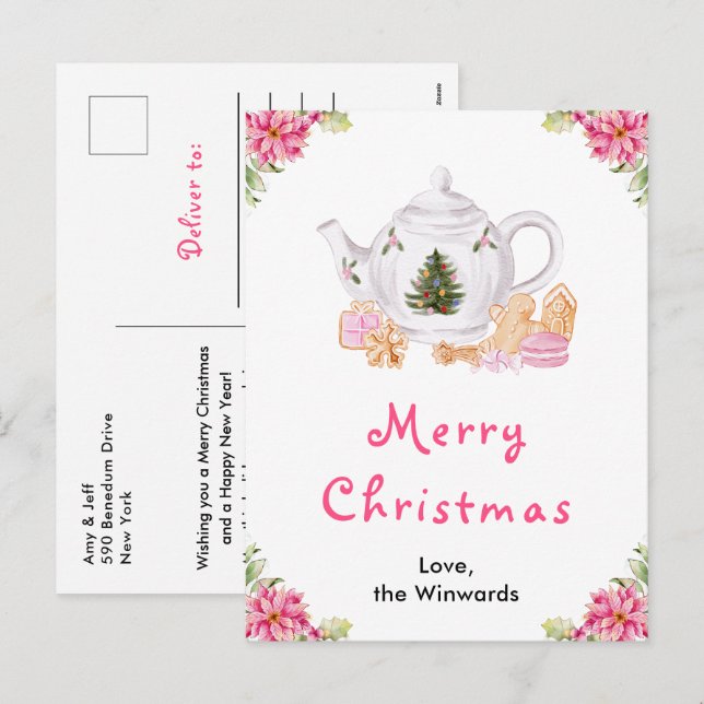 Holiday Christmas Tea Pink Merry Christmas (Front/Back)