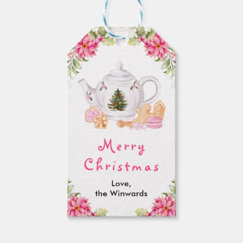 Holiday Christmas Tea Pink Merry Christmas Gift Tags