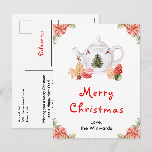 Holiday Christmas Tea Red Merry Christmas (Front/Back)