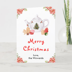 Holiday Christmas Tea Red Merry Christmas Card