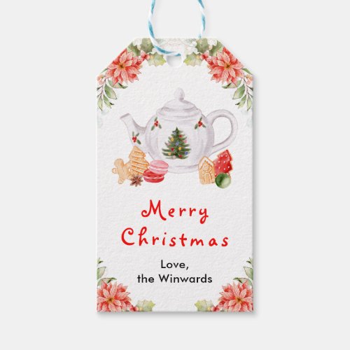 Holiday Christmas Tea Red Merry Christmas Gift Tags