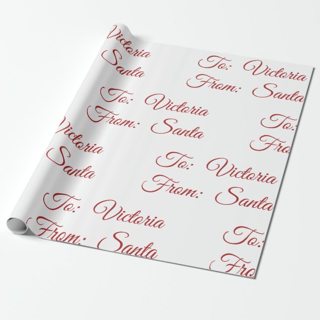 Holiday Christmas To And From Santa Personalized  Wrapping Paper (Unrolled)