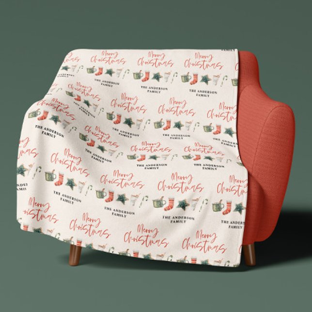 Holiday Christmas traditional hot coco and cookies Fleece Blanket (Creator Uploaded)