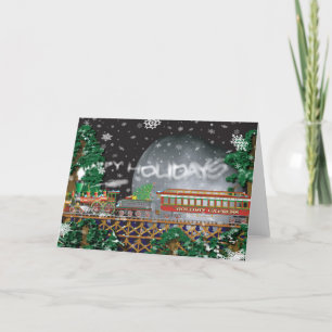 Holiday Christmas train greeting card