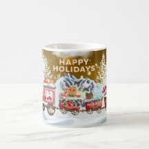 Holiday Christmas Train Mug, Christmas Coffee Mug