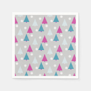 Holiday Christmas tree blue pink simple Napkins