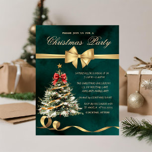 Holiday Christmas Tree Bow,Green Christmas Party Invitation