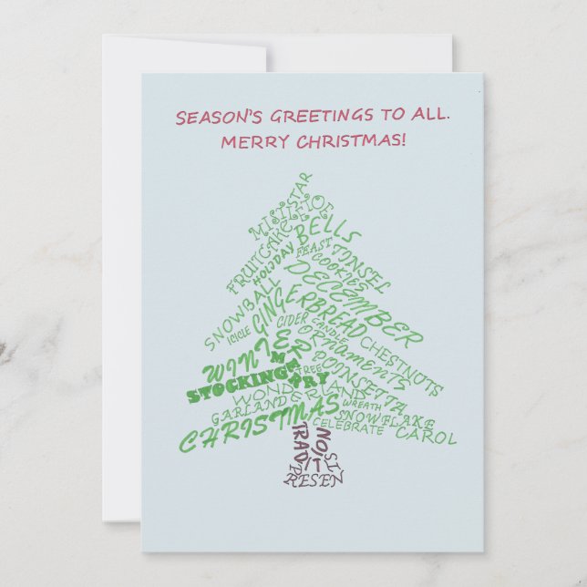 Holiday Christmas Tree Calligram Card (Front)