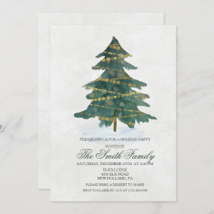 Holiday Christmas Tree Glitter Invitation