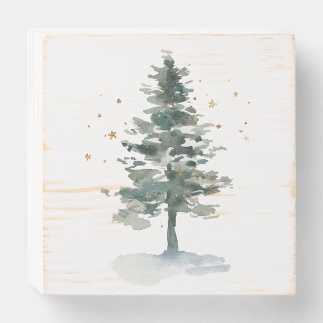 Holiday Christmas Tree Home Decor Rustic Farmhouse Wooden Box Sign (Front Horizontal)