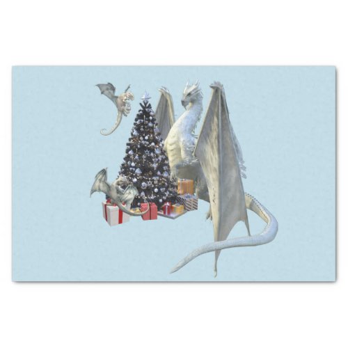 Holiday Christmas Tree Ice Dragon with Babies  Tissue Paper