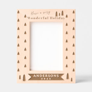 Holiday Christmas Tree Laser Etched Picture Frame