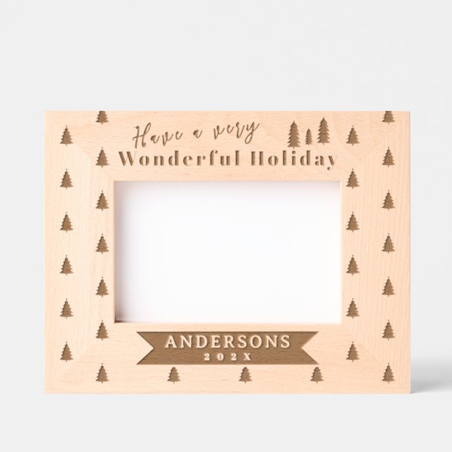 Holiday Christmas Tree Laser Etched Picture Frame (Front)