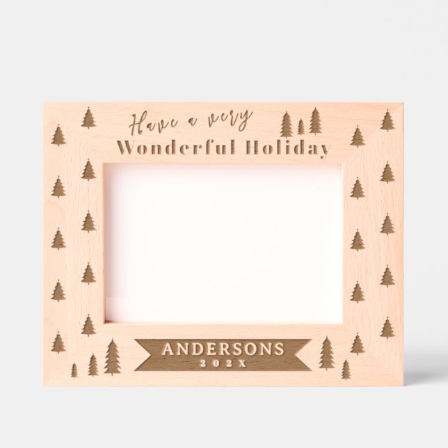 Holiday Christmas Tree Laser Etched Picture Frame Engraved Frames (Front)