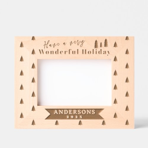 Holiday Christmas Tree Laser Etched Picture Frame Engraved Frames