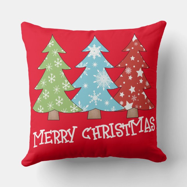 Holiday Christmas Tree Minimalist Xmas Christmas Throw Pillow (Back)