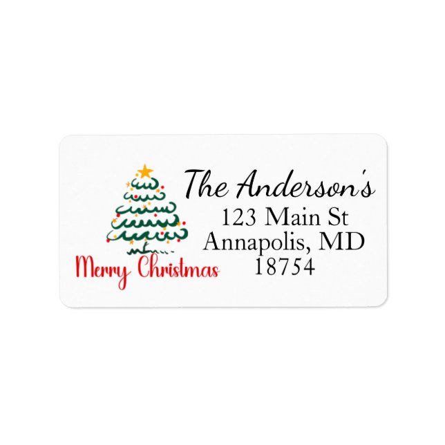 Holiday Christmas Tree Return Address Label (Front)