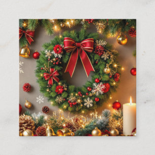 Holiday Christmas Tree Season Candles Decoration Square Business Card