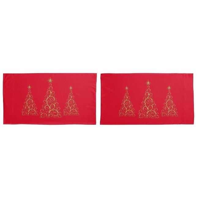 Holiday Christmas Trees Pillowcase Set (Front-Set)