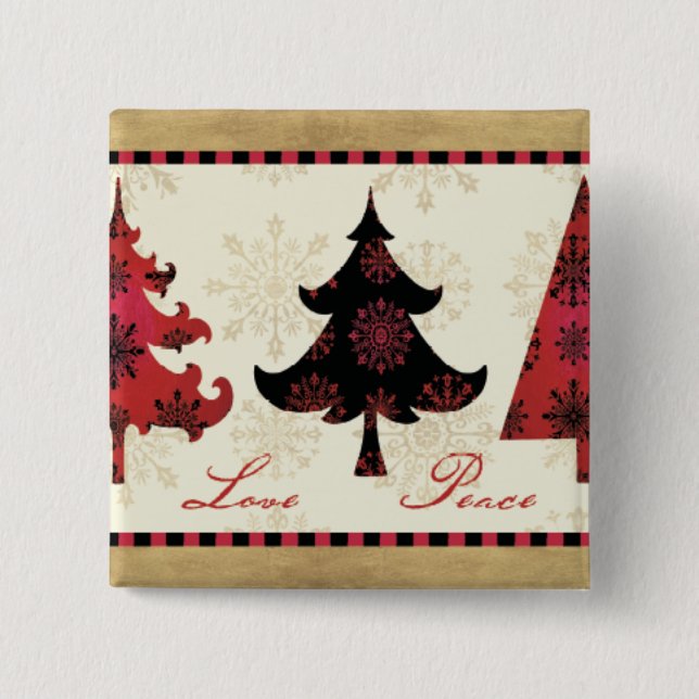 Holiday Christmas Trees Pinback Button (Front)