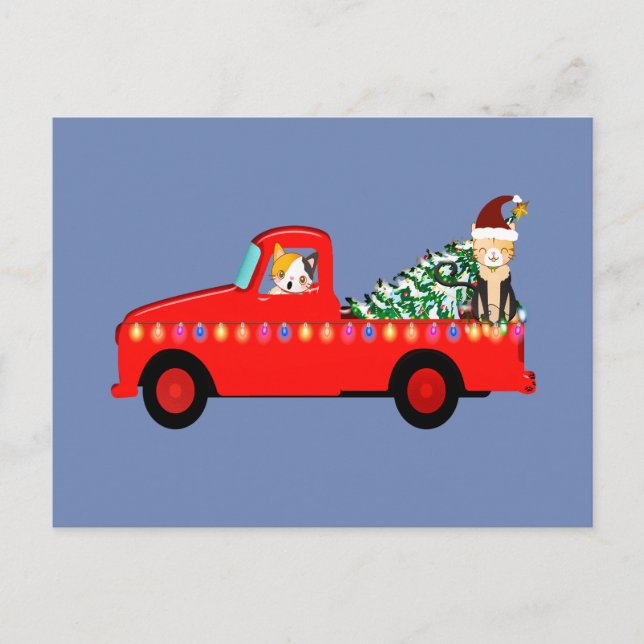 Holiday Christmas Truck Postcard (Front)
