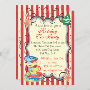 Holiday Christmas Victorian Tea Party Invitation