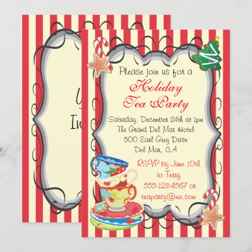Holiday Christmas Victorian Tea Party Invitation