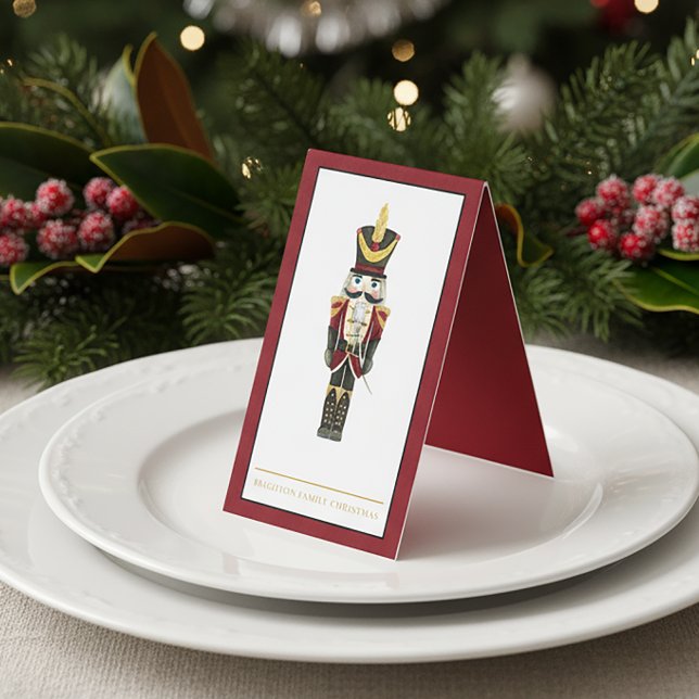 Holiday Christmas Watercolor Nutcracker Place Card (Creator Uploaded)