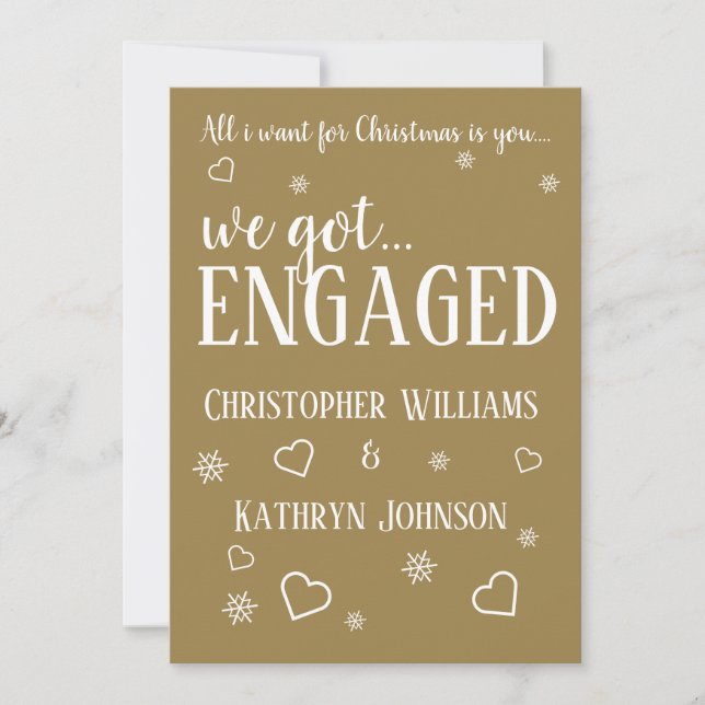 Holiday Christmas We Got Engaged Announcement (Front)