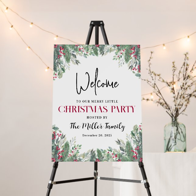 Holiday Christmas Welcome Party Sign Poster (In Situ (Stand))