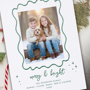 Holiday Christmas Whimsical Frame Modern Photo Letterpress Photo Cards