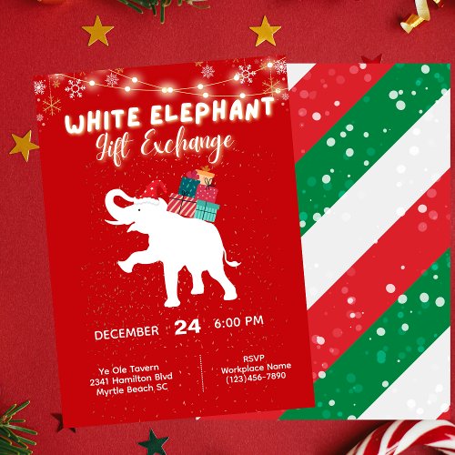 Holiday Christmas White Elephant Gift Exchange Invitation