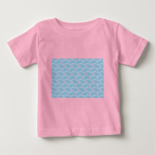 Holiday Christmas White Snowflakes  Pattern Baby T_Shirt