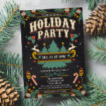 Holiday Christmas Winter Party Invitation<br><div class="desc">Holiday Christmas Chalk Chalkboard Winter Party Candy Cane Tree Deer Typography Invitation</div>