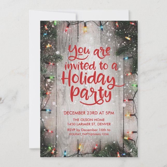 Holiday Christmas Winter Party Lights Invitation (Front)