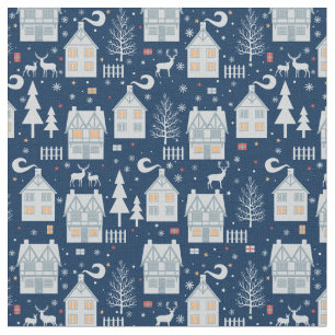 Holiday Christmas Winter Scene Fabric