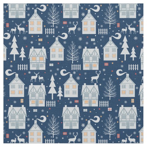 Holiday Christmas Winter Scene Fabric