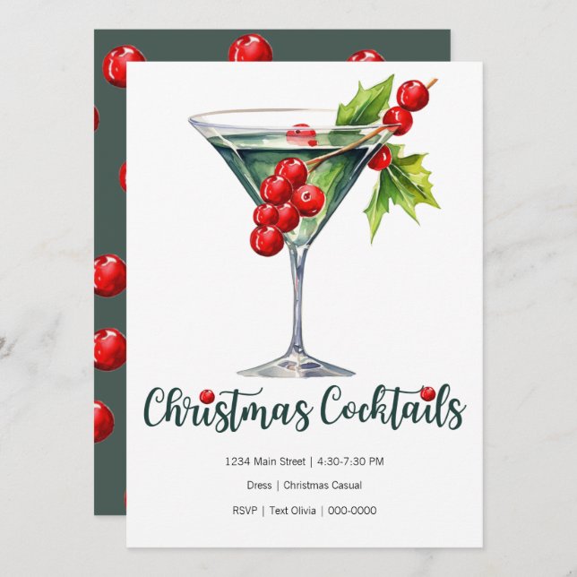 Holiday Christmas with Glass and Berries (Front/Back)