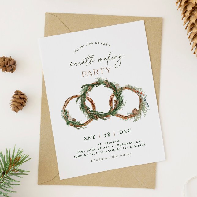 Holiday Christmas Wreath Making Party Invitation (Creator Uploaded)